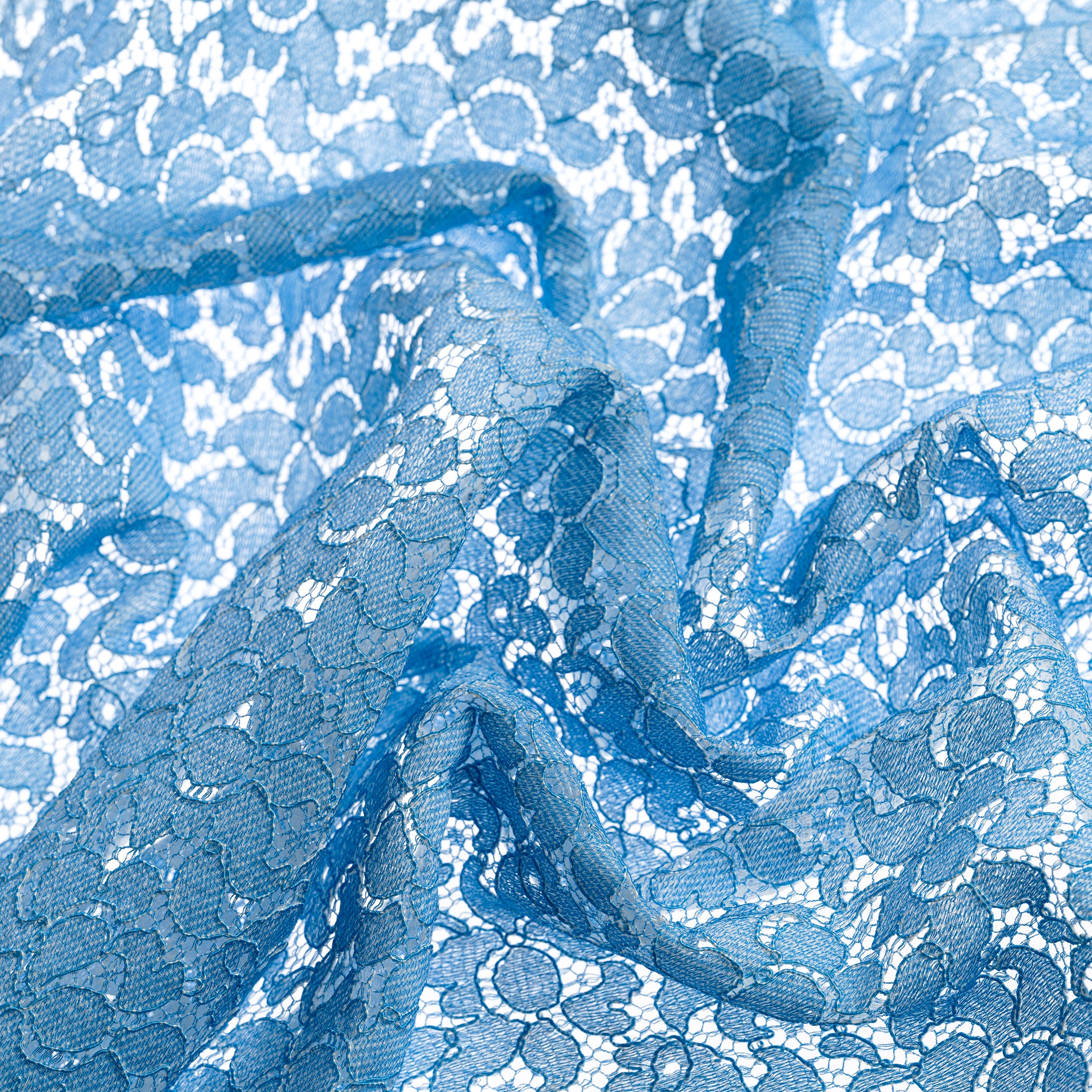 Denim Printed Lace Scarf Blue